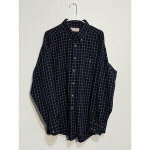 FILSON Vintage Men's 100% Virgin Wool Shirt Navy Plaid USA Size XL See Photos